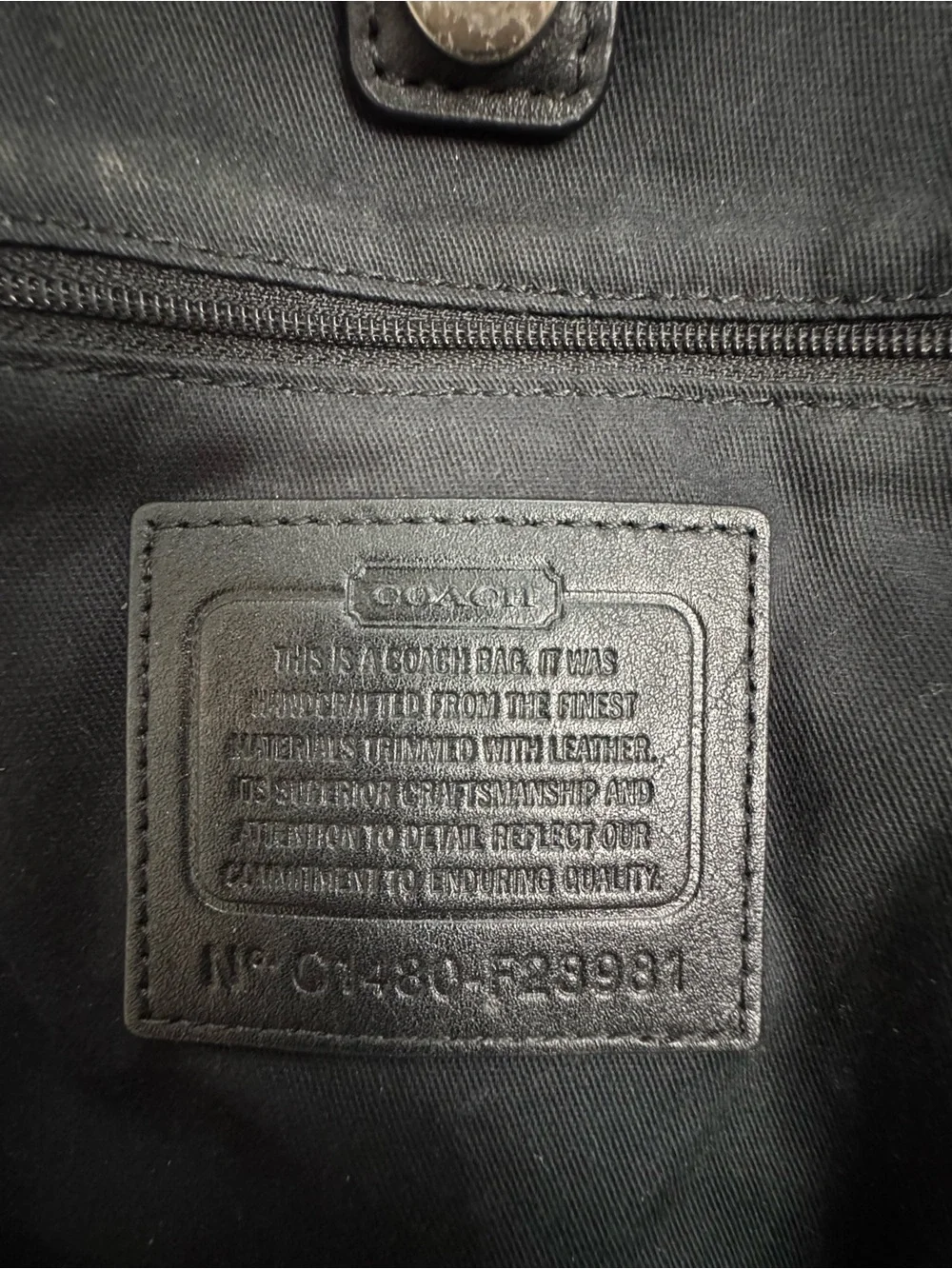 Coach Signature Canvas Shoulder Tote in Khaki and Black